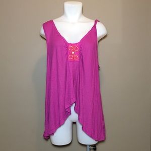 Free People Pink Beaded Sleeveless Tank Tunic Sz S
